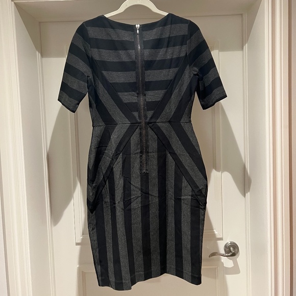 Anthropologie Maeve Black & Grey Geoplane Pencil Dress - Picture 7 of 13